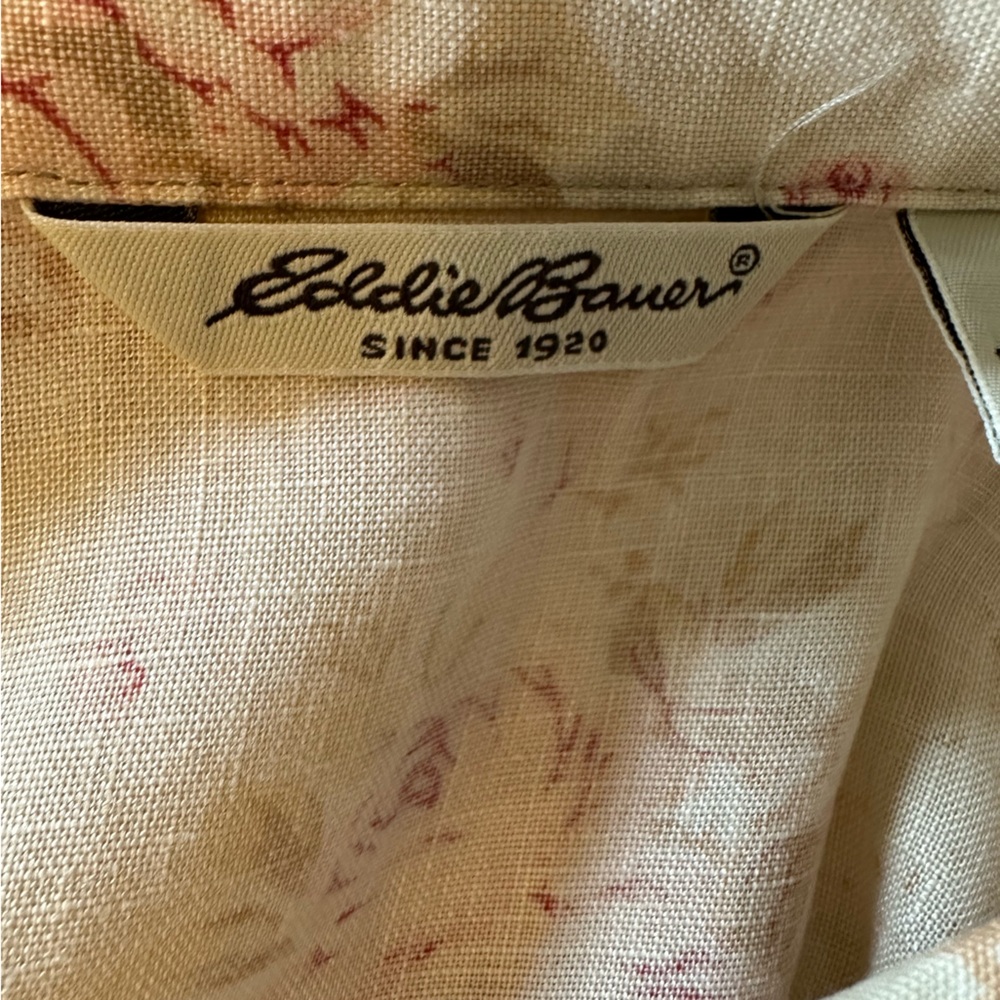 Vtg Eddie Bauer Linen Floral Button Down Maxi Dress Cottage Prairie Sz 14 - Picture 7 of 11